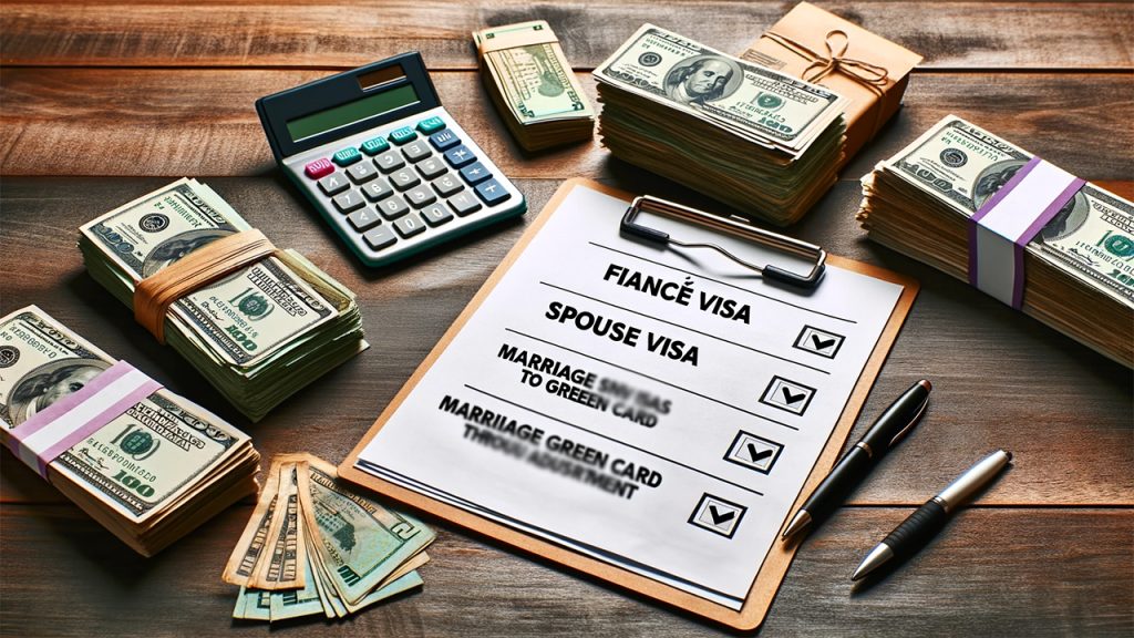 Infographic detailing the various costs associated with obtaining a U.S. Fiancé Visa, providing a clear financial overview for prospective applicants.