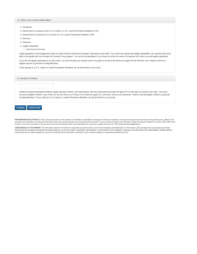Page 3 of the Green Card Lottery Diversity Immigrant Visa Application provides comprehensive instructions on supporting documents necessary for a successful application.